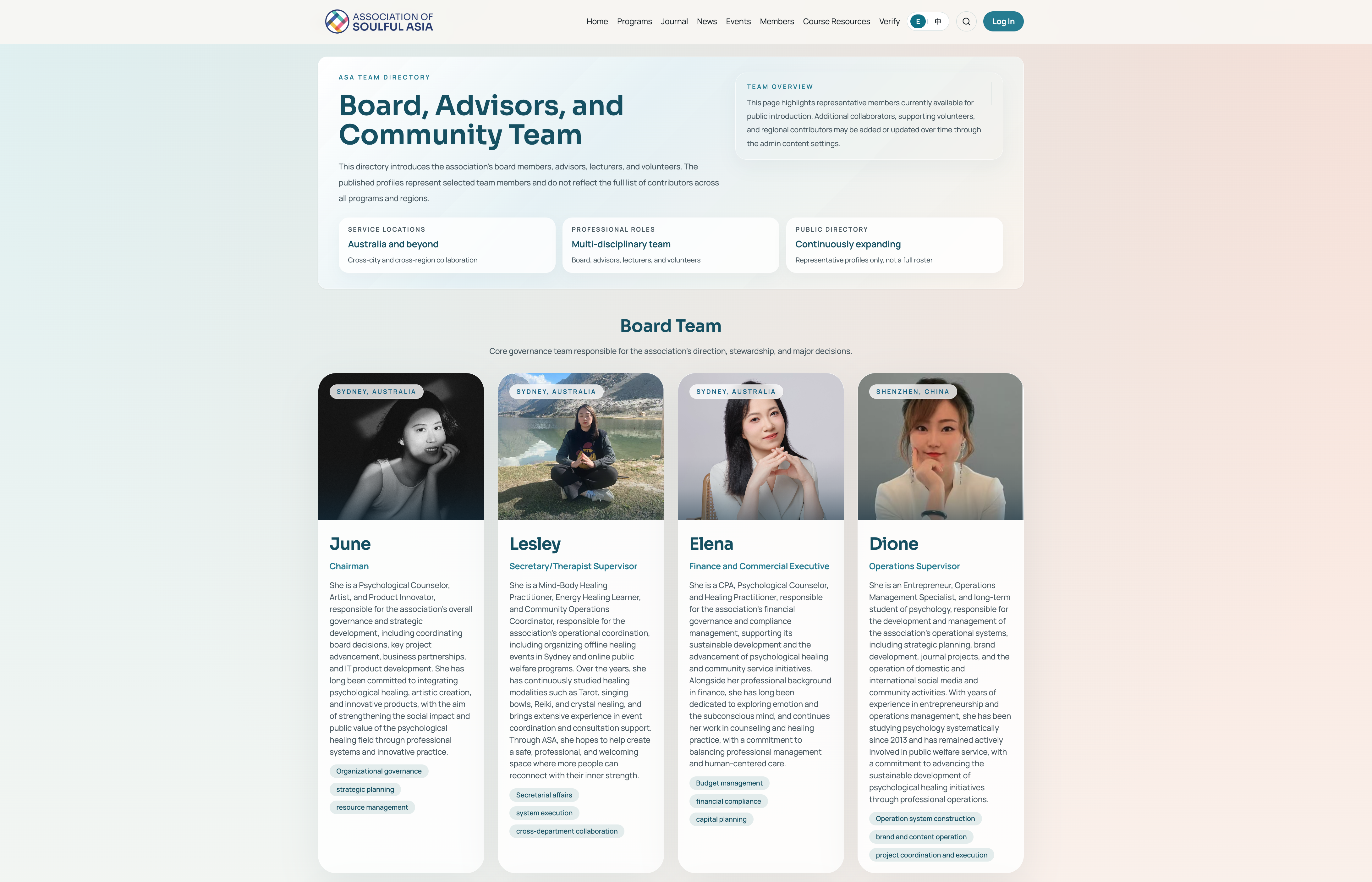Soulful Asia member directory screenshot